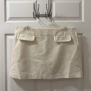 Cream Textured Mini Skirt